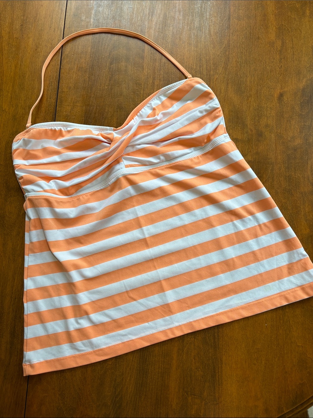 Mossimo Orange and White Striped Tankini Top, L